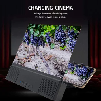 12-tolline Mobiilne Telefon 3D Ekraan Video Luup Kokkuklapitavad Kaardus Laienenud HD Movie Võimendades Projektor Seista Konsool koos Kõlar