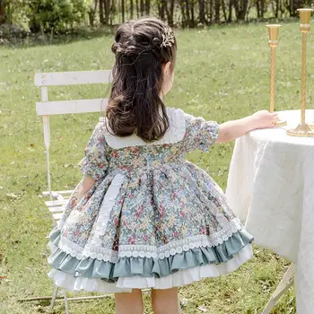 Hispaania Beebi Riided, Laste Sünnipäev Lihavõtted Eid Printsess Pall Kleit Pits Vibu Prindi Lolita Kleidid Tüdruk A137