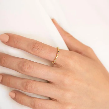 24k kullatud Hõbe Minimalistlik Trahvi Ehteid Anillos Sõrme Sõrmus ystävänpäivä Lovers' Tüdrukute Paarid Engagement Rõngad
