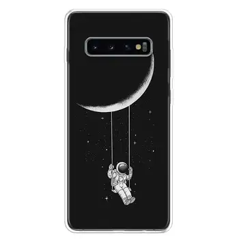 Ruumi Kuu Astronaut Telefon Case For Samsung Galaxy Märkus 8 9 10 20 S7 S8 S9 S10 S10E S20 S21 Ultra FE J6 Pluss Lite Kate