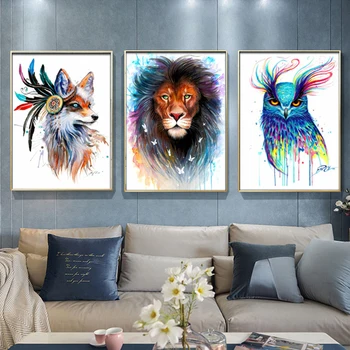 Lõvi, Rebane, Öökull Kilpkonn Tiiger, Hobune Põhjamaade Plakatid Ja Pildid Seina Art Lõuend Maali Loomade Seina Pildid Kids Room Home Decor