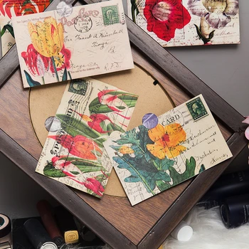 6tk/Pack Vintage Õie Taime Atlase Kirja, Postkaardi Kleebis DIY Scrapbooking Album Junk Teataja Planeerija Dekoratiivsed Kleebised