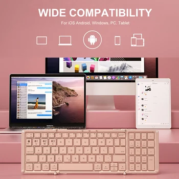 B. O. W Kokkuklapitavad Klaviatuur, 3 Toetavate Seadmetega Pocket Suurusega Tri-Volditud Fodable Klaviatuur iPad Mac, iPhone, Android, Windows iOS