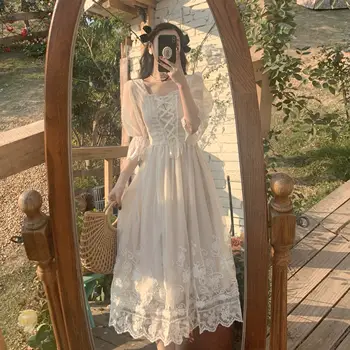 Haldjas super metsa haldjas Kevadel uus esimene armastus on õrn kleit tee paus prantsuse temperament valge Kleit