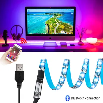 USB-RGB LED Riba Bluetooth Nutikas Taustavalgustus 5V SMD 5050 Diood Lindi Paindlik Neoon Baground Valgustus Muusika Riba Öö Decor