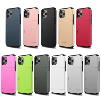 Dual Layer Lükake Mälukaardi Pesa Omanik Telefoni Case for iPhone 11 Pro Max 12 Mini 7 8 Plus X Xs XR SE 2020 Põrutuskindel Kate