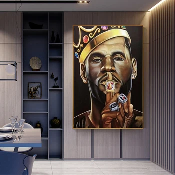 Korvpalli Must Sport Star James Crown Plakat Lõuendile Maali Kaasaegne Elutuba Kodu Kaunistamiseks Seinamaaling(Raamita)