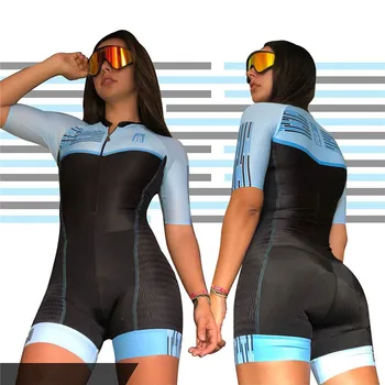 2019 Pro Team Triatloni Ülikond Naiste lühikesed varrukad Jalgrattasõit Jersey Skinsuit Kombekas Maillot Jalgrattasõit Ropa ciclismo set geel 048b