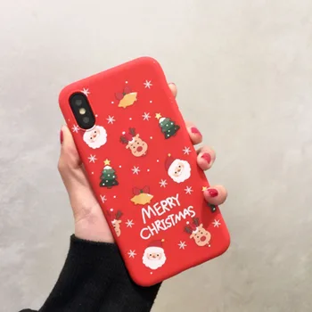 Cartoon Christmas Telefon Case For iPhone 11 11Pro X-XR, XS Max 8 7 6 6s Plus Santa Claus Jõulud Puu Põder Pehme Juhul tagakaas