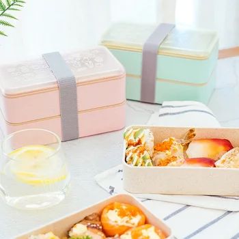 1200ML Nisu Õled Lunch Box Double Layer Kaasaskantav Tervislik Materjal Bento Karpe Mikrolaineahjus Toidu Mahuti Kasti Lapsed Täiskasvanud