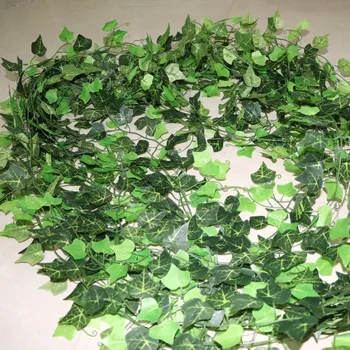 1 töö 2.4 M Home Decor Kunstlik Ivy Leaf Vanik Taimed Viinapuu Võltsitud Lehestik Lilled Pugeja Roheline Luuderohi Pärg 100 Lehte