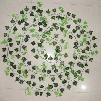 1 töö 2.4 M Home Decor Kunstlik Ivy Leaf Vanik Taimed Viinapuu Võltsitud Lehestik Lilled Pugeja Roheline Luuderohi Pärg 100 Lehte