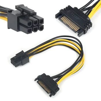 15-Pin, SATA Power To 6-Pin PCI Express Adapter Kaabel Traat Graafika toitejuhe Converter kõvaketas Graafika toitejuhe Adapteriga