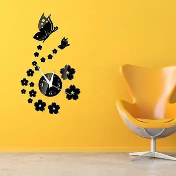 3D Liblikas Peegel Seina Kleebised Home Decor elutuba DIY Eemaldatav Lilled Kleebis Frameless Suur Seina Kella