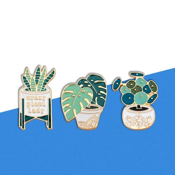Uue Tehase Emailiga Sõrmed Kohandatud Terrarium Cactus Aloe Prossid Kotti Riideid Rinnamikrofon Pin-Roheline Taim Pääsme Ehted Kingitus Sõpradele