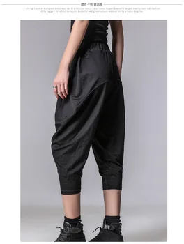 Isiksus naiste haaremi püksid must streetwear elastne vöökoht suvel lai jalg mood püksid naiste hip-hop pantalon femme