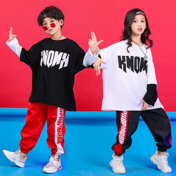 Kevad-Sügis Laste Hip-Hop Tantsu Kostüümid Lapsed on Poisid Lahti Tshirts Püksid Sobivad Jazz Street Dancewear Cheerleading Kostüüm