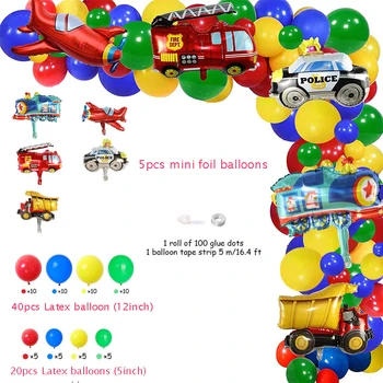 67PCS Transport Sünnipäeva Decor Auto Õhusõiduki Tulekahju Veoauto Õhupallid Poistele transpordivahendite Cartoon Mänguasjad Arche Ballon