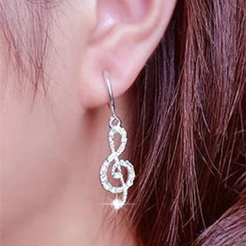 Asümmeetriline Isiksuse Trendikas Muusika Märkmed Kõrva Konks Crystal Silver Värvi Rhinestone Kõrvarõngas Naiste Aksessuaar Lady Tolknema Kõrvarõngad
