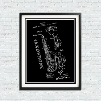 Saksofon Jazz Seina Art Patendi Vintage Plaan Plakatid Ja Pildid Sax Muusika Maali Marsivad Bänd Seina Pilte Home Decor