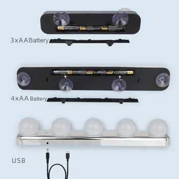 LEDGLE USB Astmevaba Edevus Valguse Peegli Tuled 5/3 Led Reguleeritav Värvi Temperatuur Hollywoodi LED moodustavad Lambi Aku Jõul