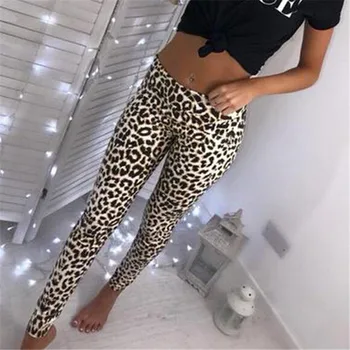 Naiste Seksikas Mood Faux Nahast Slim Fit Püksid Kõhn Vabaaja Püksid Daamid Pythoni Naha Leopard Trükitud Täies Pikkuses Püksid