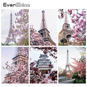 Evershine 5D DIY Diamond Maali ristpistes Eiffell Tower Maastik Täis Square Mosaiik Pilt Kive, Käsitöö, Näputöö