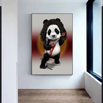 Poks Loomade Seina Art Rock Panda Lõuendile Maali Kaasaegne Populaarne Loov Plakat Interjöör Kodu Kaunistamiseks Seinamaaling(Raamita)