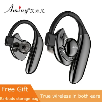 Aminy U - kaks tws traadita Bluetooth-peakomplekti dual kõrva sport bass 5.0 muusika universaalne müra tühistamises kõrvaklapid hifi dj earbuds