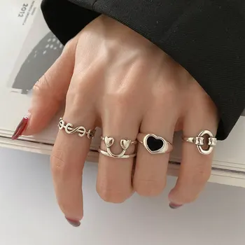Uus Ins Korea Armastus Südames Ringi Loominguline Lihtne Dollar Ring Geomeetriline Ringi Naised, Tüdrukud Fashion Ehted Kingitus