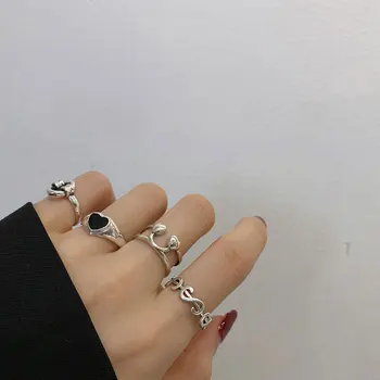 Uus Ins Korea Armastus Südames Ringi Loominguline Lihtne Dollar Ring Geomeetriline Ringi Naised, Tüdrukud Fashion Ehted Kingitus