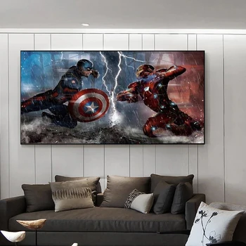 Disney Marvel Avengers Lõuendile Maali Kapten Ameerika (Iron Man Plakatid ja Pildid Seina Art Pilte elutuba Teenetemärgi