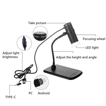 1000X 3 IN 1 USB Digital Microscope HD 1080P Video Mikroskoobi 8-Reguleeritav LED Toetuse Liik-C Android PC PCB Kontroll