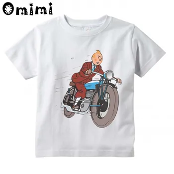 Cartoon Tintin Naljakas Disain, Print T-särgid Lastele, Kid Riided Suvel Lühikesed Varrukad Valge T shirtsBoy ja Tüdruk