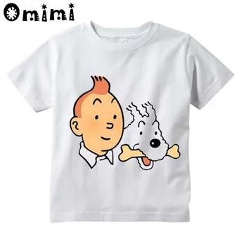 Cartoon Tintin Naljakas Disain, Print T-särgid Lastele, Kid Riided Suvel Lühikesed Varrukad Valge T shirtsBoy ja Tüdruk