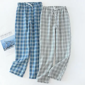 Kevadel ja suvel puuvillane ruuduline pajama püksid adluts kodu sisustamiseks Õhuke paragrahvi püksid meestele pajama magada alt kodus kandma