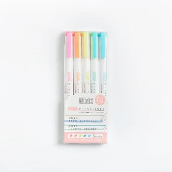 5 Värvid/Pack Double Headed Markeri Sm Pen Jaapani Luminofoorlamp Pliiats, Värvilised Joonis Marker Pliiatsid Loominguline Kirjatarvete