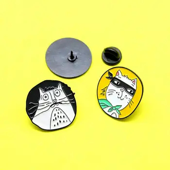 Cartoon Armas Isiksus Loomade Kass Emailiga Sõle Must Valge Prillid Kass Vooru Emailiga Pin Badge Kott Tarvikud Ehted Kingitus