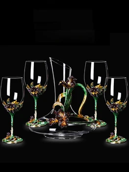 Loominguline emailiga veini cup Euroopa Retro pokaalilaadse Plii-vaba crystal klaasist tassi šampanja tassi Luksuslik Pulm Kingitus pool drinkware
