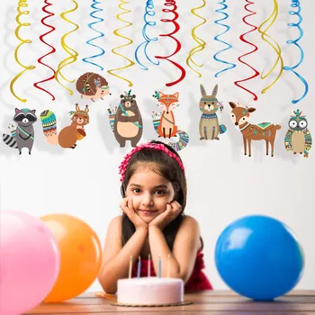 30pcs Cartoon Metsloomade Foolium Rippuvad Keerleb Baby Shower Safair Metsamaa India Loomade Kids Sünnipäeva Kasuks Dcorations