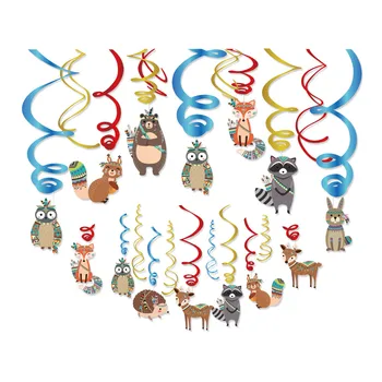30pcs Cartoon Metsloomade Foolium Rippuvad Keerleb Baby Shower Safair Metsamaa India Loomade Kids Sünnipäeva Kasuks Dcorations