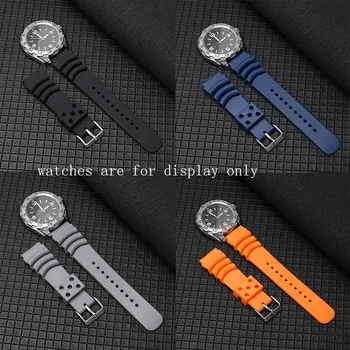 Fluororubber Watchband Sinine, Hall, Oranž, Must Rihm Asendamine Turvavöö Seiko Meeste Silikoon Käevõru 20mm 22mm