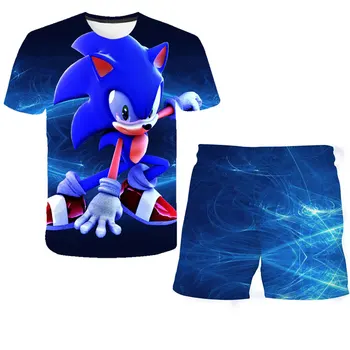 Lapsed Riided Sonic 3d Print Sobib Väikelapse Tüdrukute Komplektid Top+püksid 2tk Komplekti Sport Ülikond Vabaaja Baby Komplekti Suvel T-Särgid Ja Lühikesed
