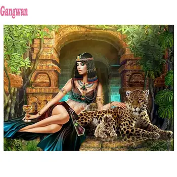 5D ring, ruut ruudu tikandid Cleopatra Diy täis komplekti diamond maalikunst mosaiik Egiptuse ilu leopard pilte kive kunst