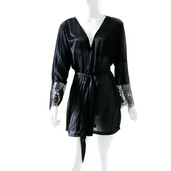 Seksikas Naistepesu Naiste Seksikas Kleit Pluss Suurus Euroopa Riided Satiin Pits Must Kimono Intiimne Sleepwear Erootiline Pesu Rüü