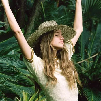 Uus Naiste Loomulik Päike Müts Hingav Õled Mütsid Suvel Lai Nokk Beach Müts Mood Jazz Õled Müts