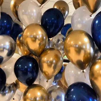 40pcs Õhupalliga Kimp Täiskasvanute Sünnipäeva Heelium Õhupallid, 12in Tumesinine Pool Chrome ' i Kuldne Ballon Konfetit Hõbe