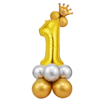 80cm Kuld, hõbe Crown Number Foolium Õhupallid Metallist Lateks Sünnipäeva Õhupalli 1. Sünnipäeva Teenetemärkide Lapsed Aastapäeva Teenetemärgid