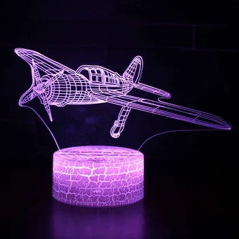 Väike Öösel Tuled 3D Lennuk Värviline LED Kingitus Akrüül Tabel Lamp Touch puldiga Kodus Toas Teenetemärgi laualamp