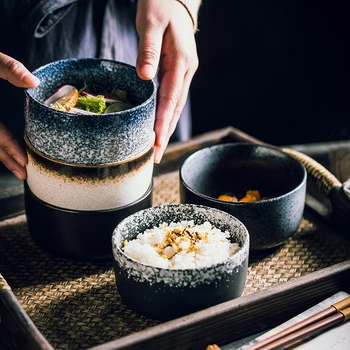 Loominguline Jaapani riis kaussi lihtne väike keraamiline kauss suppi kaussi kodu restoran maitseained kaussi hommikusöök kauss